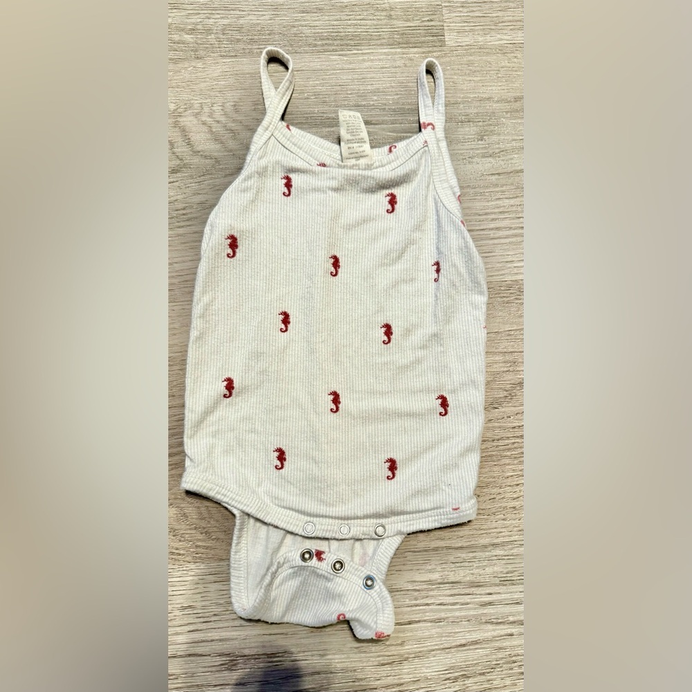 Kate Quinn Seahorse Stripe Onesie 6-12 Month Stretchy! Infant Baby